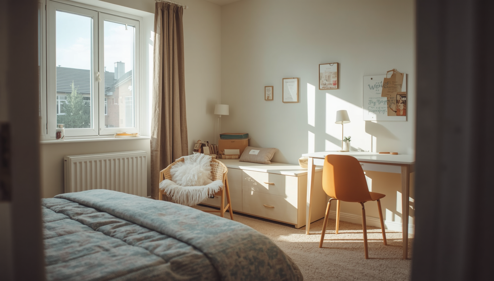 Prepared bedroom for an international student